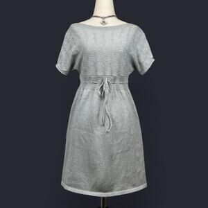 Vintage Y2K Liv Women’s Silver Glitter Baydoll Sweater Dress Size PM Holiday